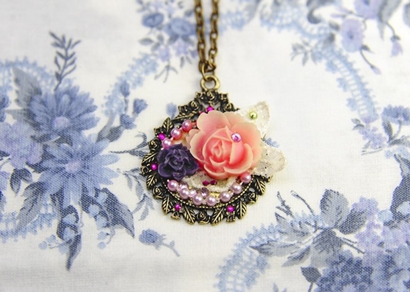 Mimi&Gogo+森林系复古玫瑰拼图超长项链 - 长链 - 其他金属 咖啡色