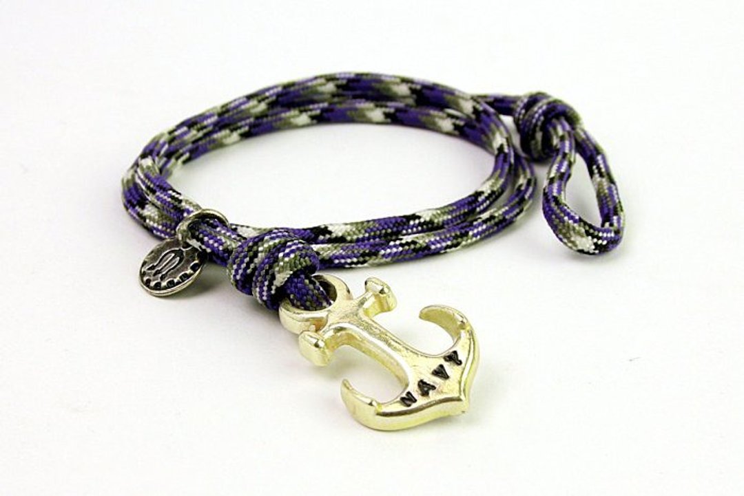 【METALIZE】Anchor with rope bracel三圈式伞绳手链-海锚款-紫迷彩(古银色) - 手链/手环 - 其他金属 