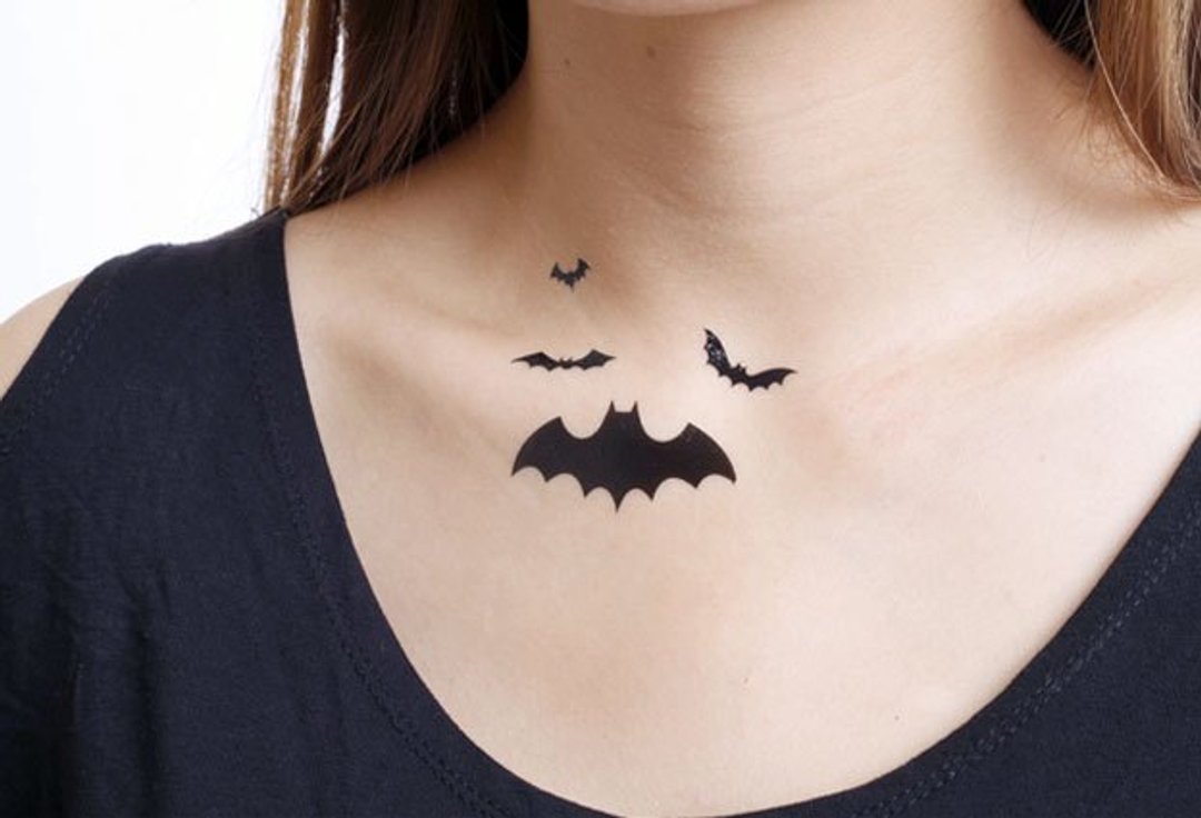 Surprise Tattoos / 蝙蝠飞翔 刺青 纹身贴纸 - 纹身贴 - 纸 黑色