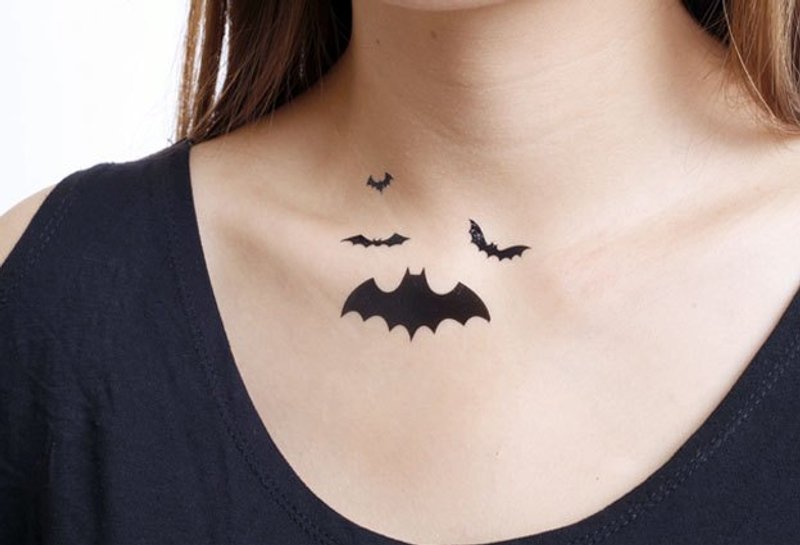 Surprise Tattoos / 蝙蝠飞翔 刺青 纹身贴纸 - 纹身贴 - 纸 黑色