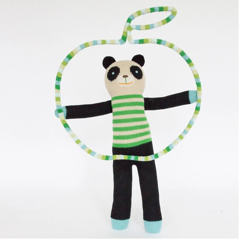 美国 Blabla Kids | 纯棉针织娃娃(大只) - 绿条纹熊熊 1-05-076 - 玩偶/公仔 - 棉．麻 绿色