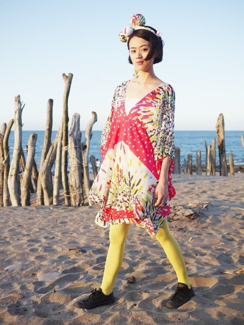 Jyothi Studio光之服饰两穿罩衫：灿烂烟火 - 背带裤/连体裤 - 棉．麻 红色