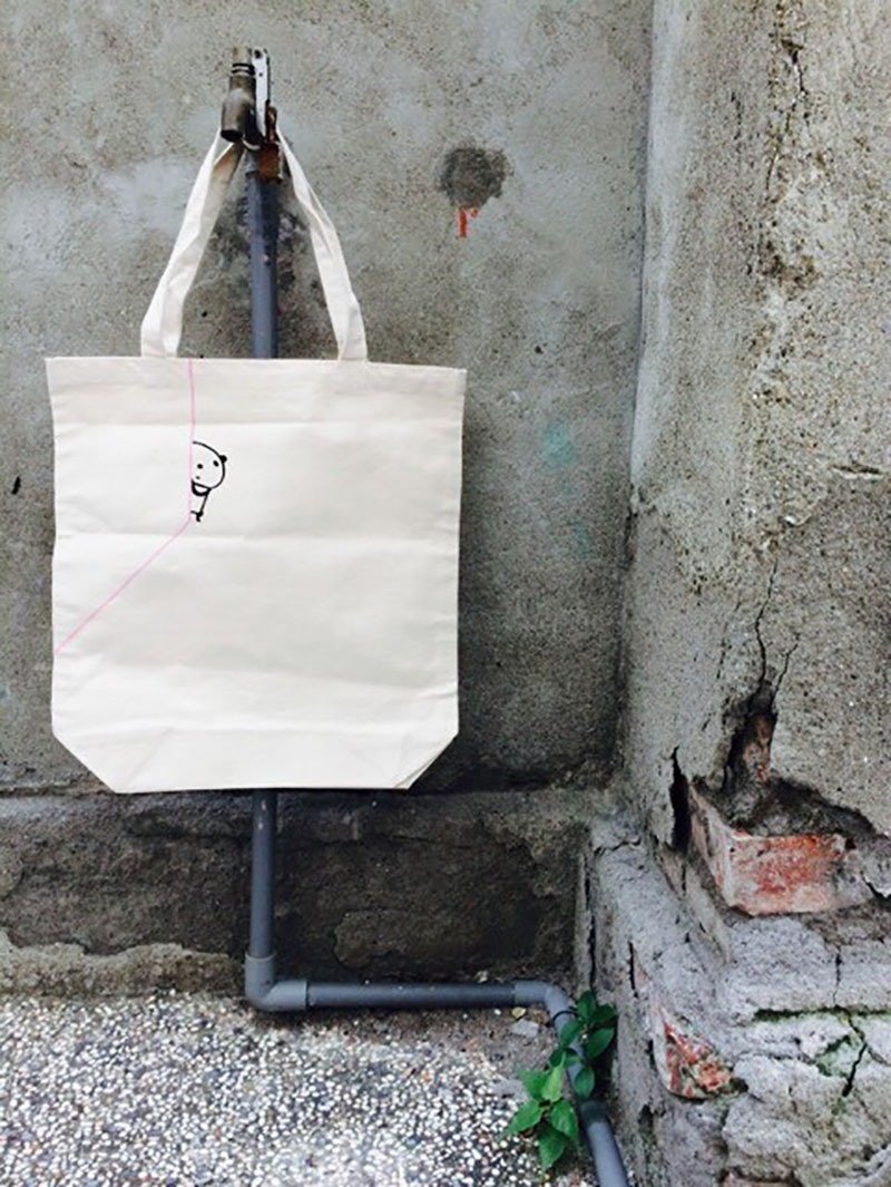 Handwritten illustrations tote bag rotation Pinkoi limited color! - 手提包/手提袋 - 棉．麻 白色