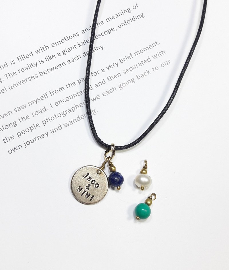 项链。定制刻字黄铜皮革项链【男款】情人节/圣诞节礼物 - 项链 - 人造皮革 