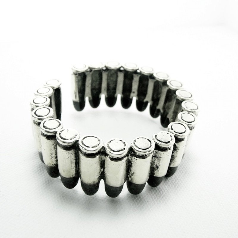 Bullet bangle in white bronze ,Rocker jewelry ,Skull jewelry,Biker jewelry - 手链/手环 - 其他金属 