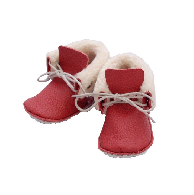 【欧洲制】冬日暖暖-红 First baby shoes 手工真皮学步鞋-现货 - 童装鞋 - 真皮 
