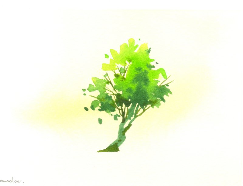 “疗愈系树林系列1-108”水彩手绘限量版明信片/圣诞卡 - 卡片/明信片 - 纸 绿色