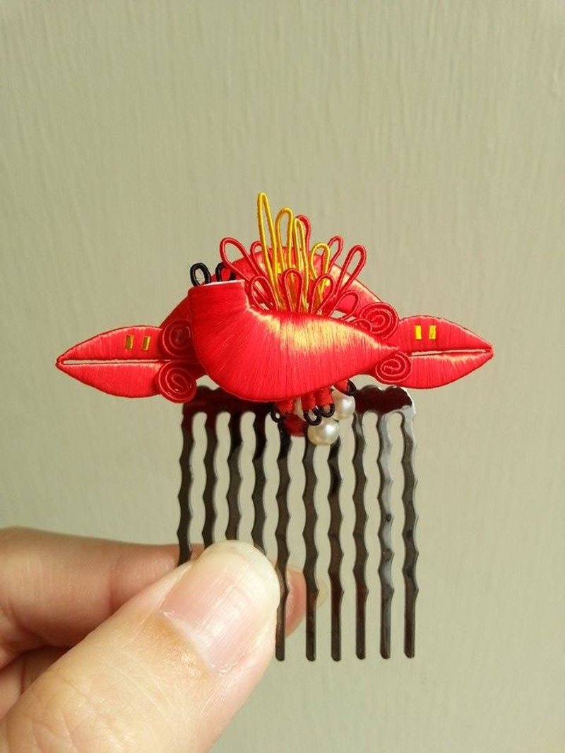 【春仔花】鹿-福禄双全 - 发饰 - 丝．绢 红色