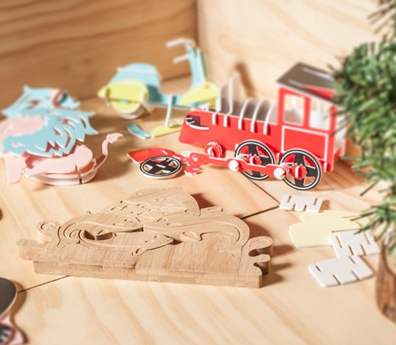 竹制拼图// 幸福海豚 - 玩具/玩偶 - 竹 咖啡色