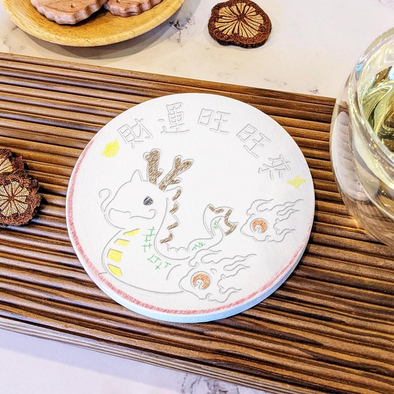 【办公室小物】十二生肖-圭藻土吸水杯垫(DIY上色) - 杯垫 - 其他材质 白色