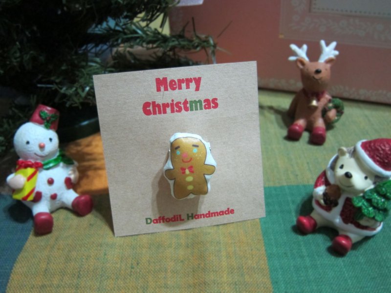 【MerrY X'mas】手作造型别针-姜饼人 - 胸针 - 其他材质 多色