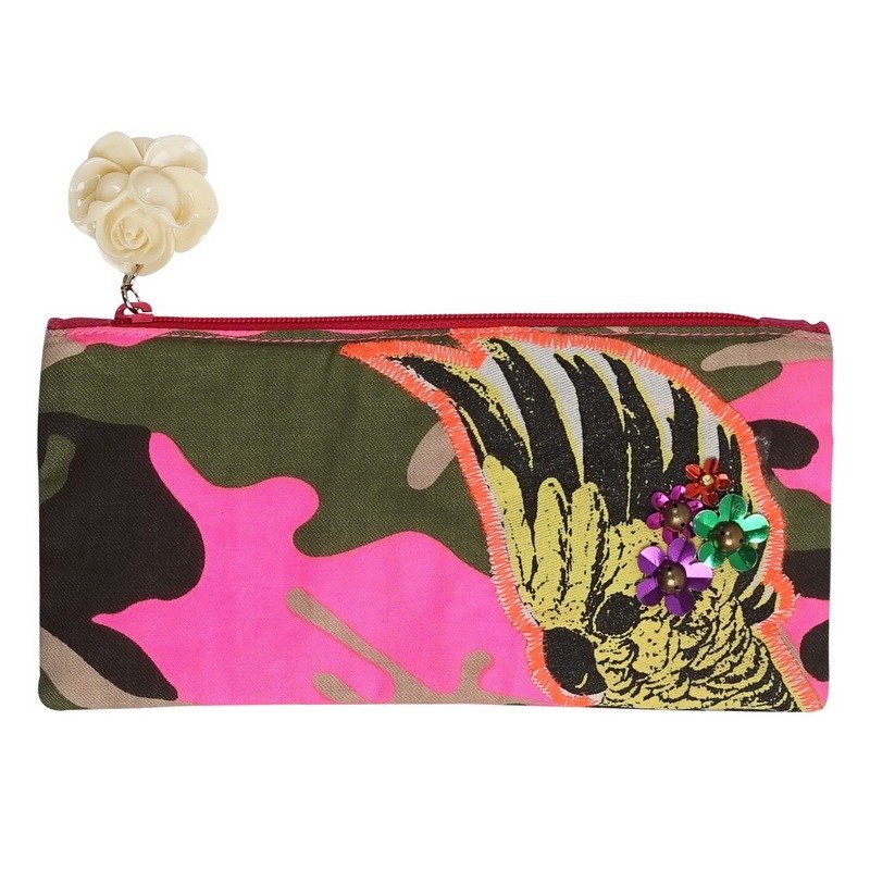 GINGER │ 泰国设计－鹦鹉印花手工亮片拉链收纳袋S - 化妆包/杂物包 - 其他材质 