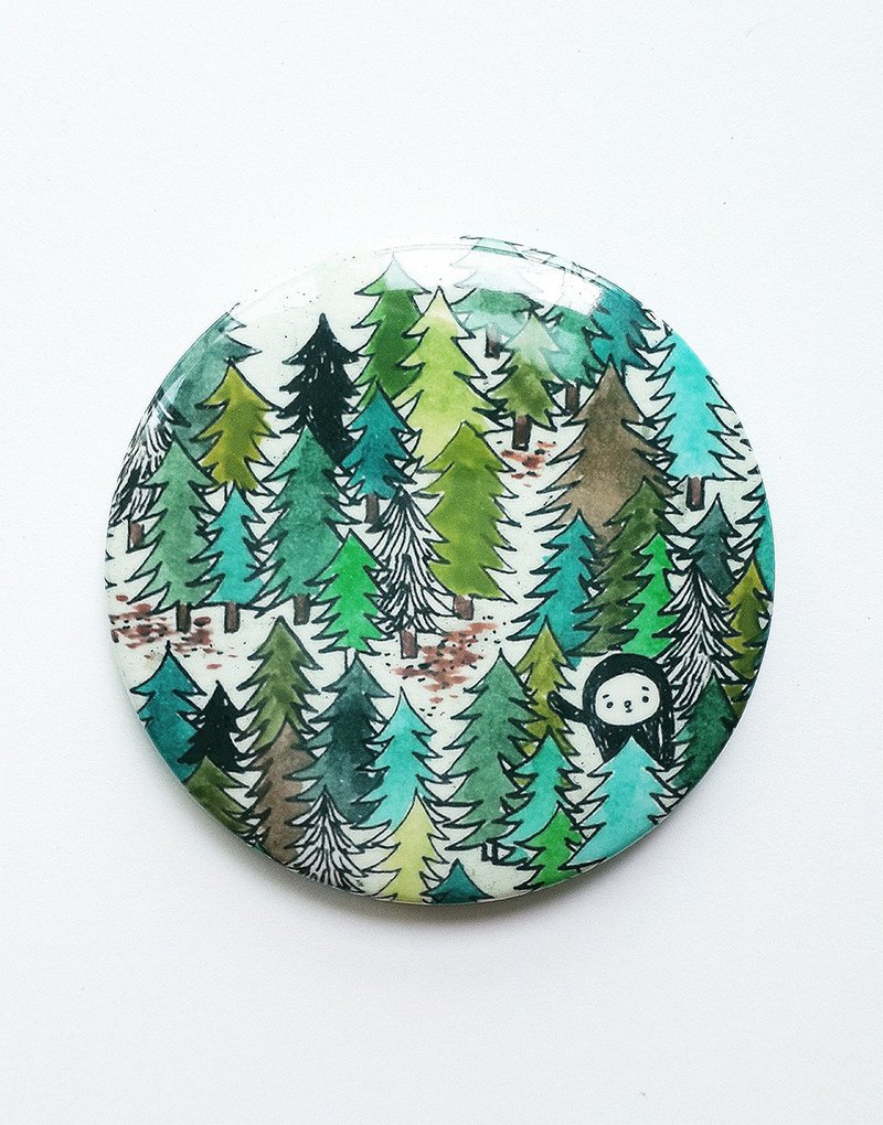 猫王不讨喜 彩色插画大徽章／森林-林／58mm／绿 - 徽章/别针 - 塑料 蓝色