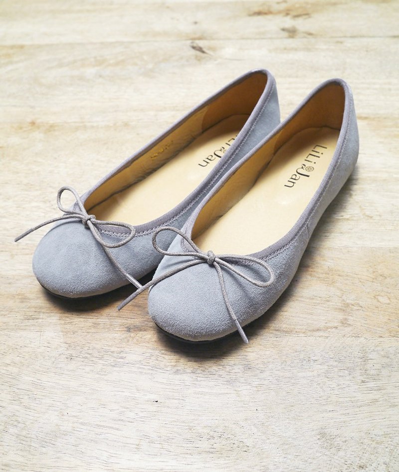 【不分左右脚】短楦芭蕾舞鞋-丝绒灰(仅余23号) - 女款短靴 - 真皮 灰色