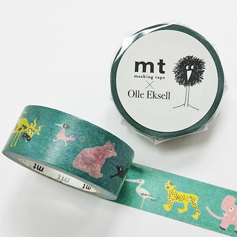 mt 和纸胶带北欧系列Olle Eksell【Skansen Animal(MTOLLE05)】 - 纸胶带 - 纸 绿色