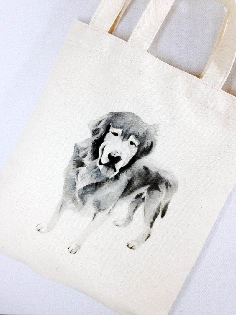 手绘单色帆布双提包 (侧背;手提)- 订制一个唯一 - 侧背包/斜挎包 - 其他材质 卡其色