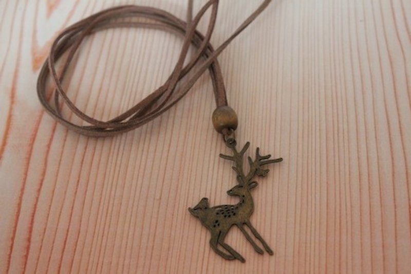 幸福限定。Happiness Only 奈良的小鹿。小鹿皮绳项链挂饰 - 项链 - 其他材质 咖啡色