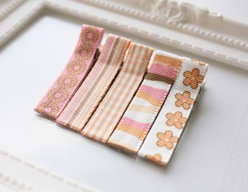 美国缎带浏海夹(五入组)-蜂蜜 - 围嘴/口水巾 - 其他材质 橘色