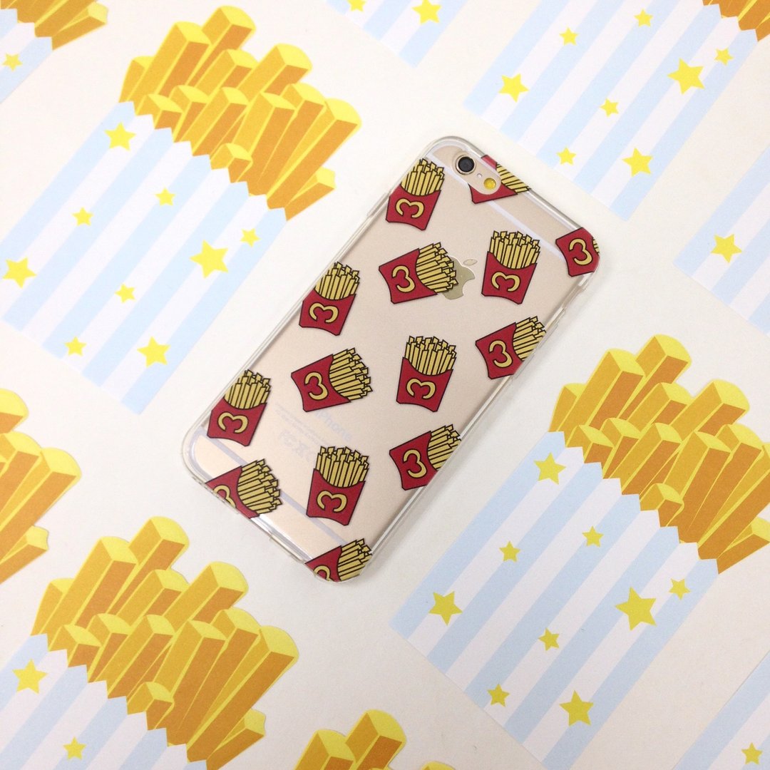 香港原创设计 美国薯条图案 iPhone X,  iPhone 8,  iPhone 8 Plus, iPhone 7, iPhone 7 Plus, iphone 6/6S , iphone 6/6S PLUS, Samsung Galaxy Note 7 透明手机壳 - 手机壳/手机套 - 塑料 透明