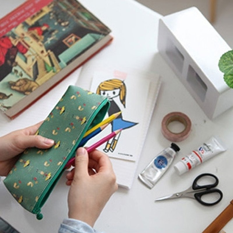 Dessin x Indigo-彩绘童话笔袋-祕密花园(橄榄绿),IDG78629 - 铅笔盒/笔袋 - 塑料 绿色