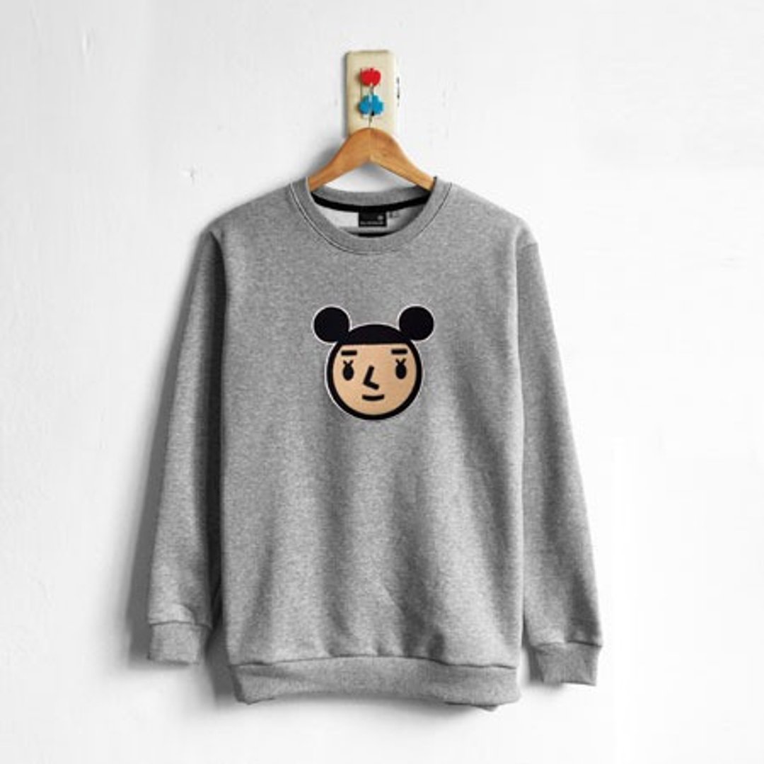 【BestFriend】Jumbo GirlFriend Long Sleeve Sweat / 长袖大学T (灰) - 中性连帽卫衣/T 恤 - 棉 黑色