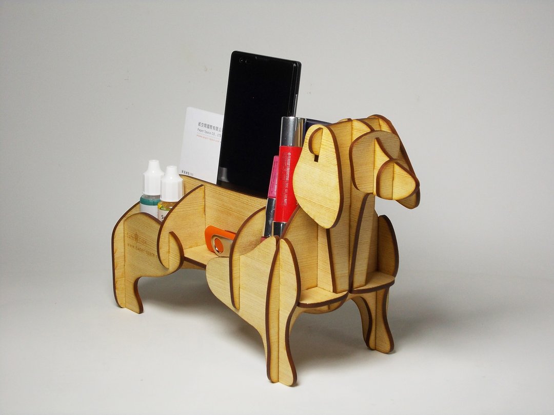 【福袋】文创商品/腊肠狗 - 多功能收纳架    圣诞礼物。交换礼物 - 收纳用品 - 木头 卡其色