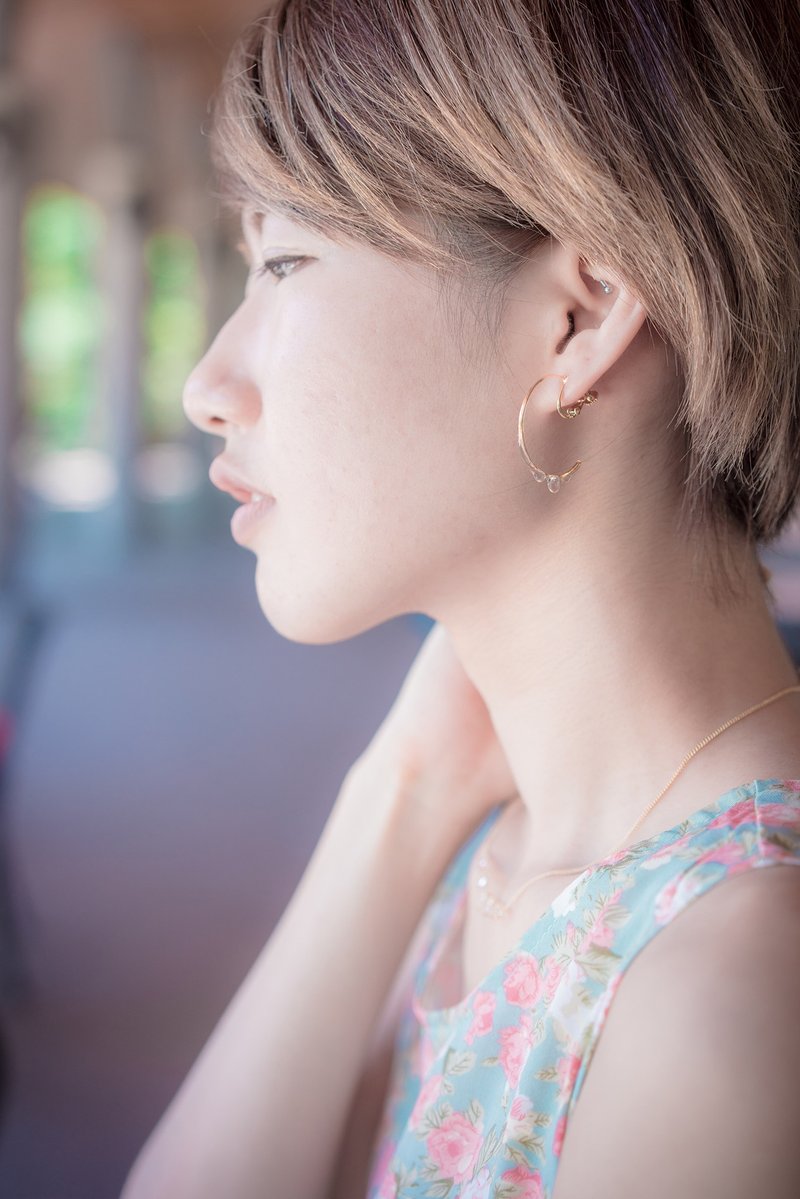 爱 潺湲蔓延-大水滴耳环(耳夹式) - 耳环/耳夹 - 其他金属 透明