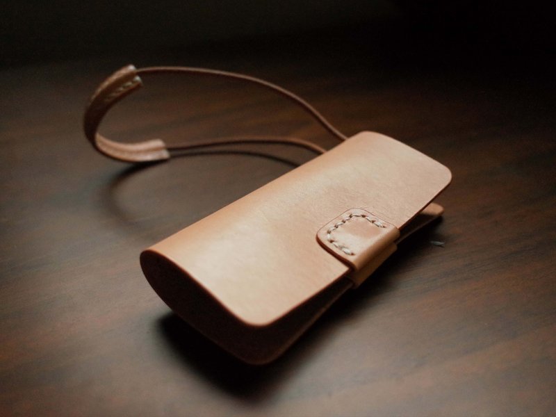 全牛皮极简风格钥匙包－小－原色 - 钥匙链/钥匙包 - 真皮 卡其色