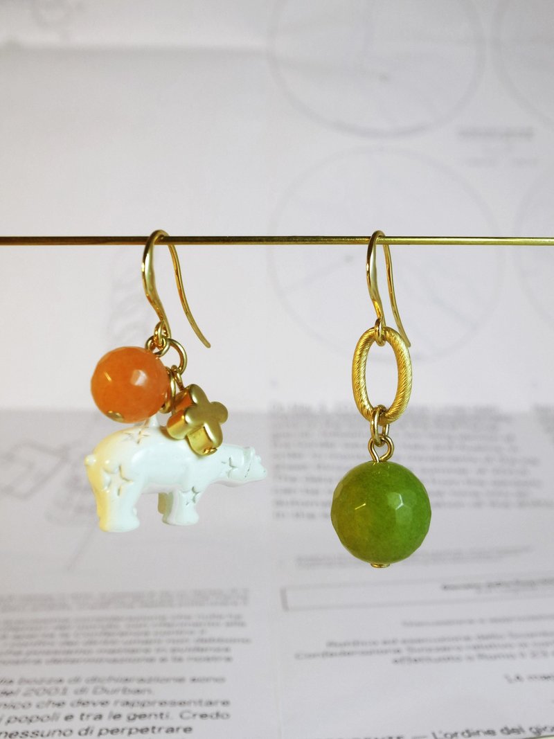 川手♠森林乐园♠【白熊贪吃鬼】耳鈎 耳环 - 耳环/耳夹 - 其他材质 