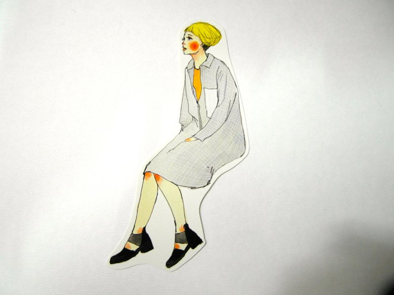 仰望女孩 大型贴纸 - 贴纸 - 纸 灰色