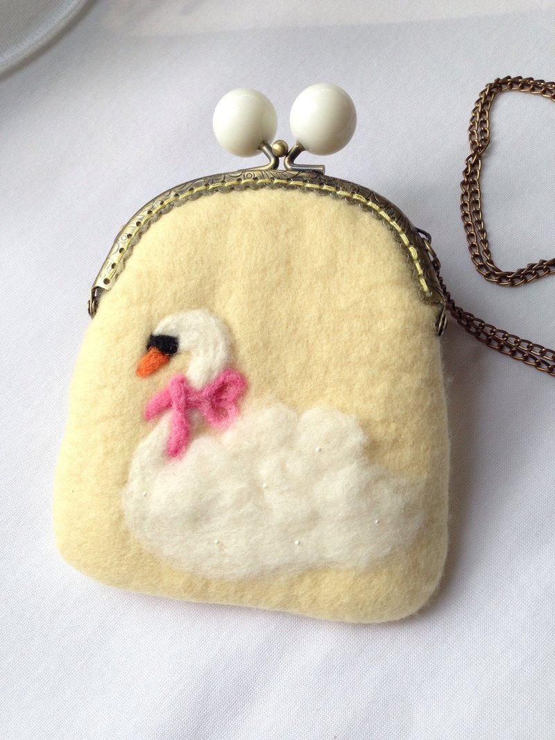 羊毛毡口金包 - 侧背包/斜挎包 - 羊毛 黄色