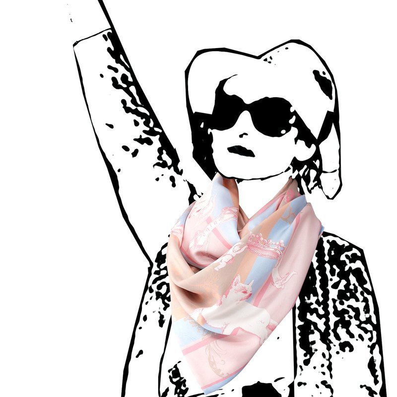 皇家粉黛(宽版) 100%丝质 (双面围巾) - 丝巾 - 其他材质 蓝色