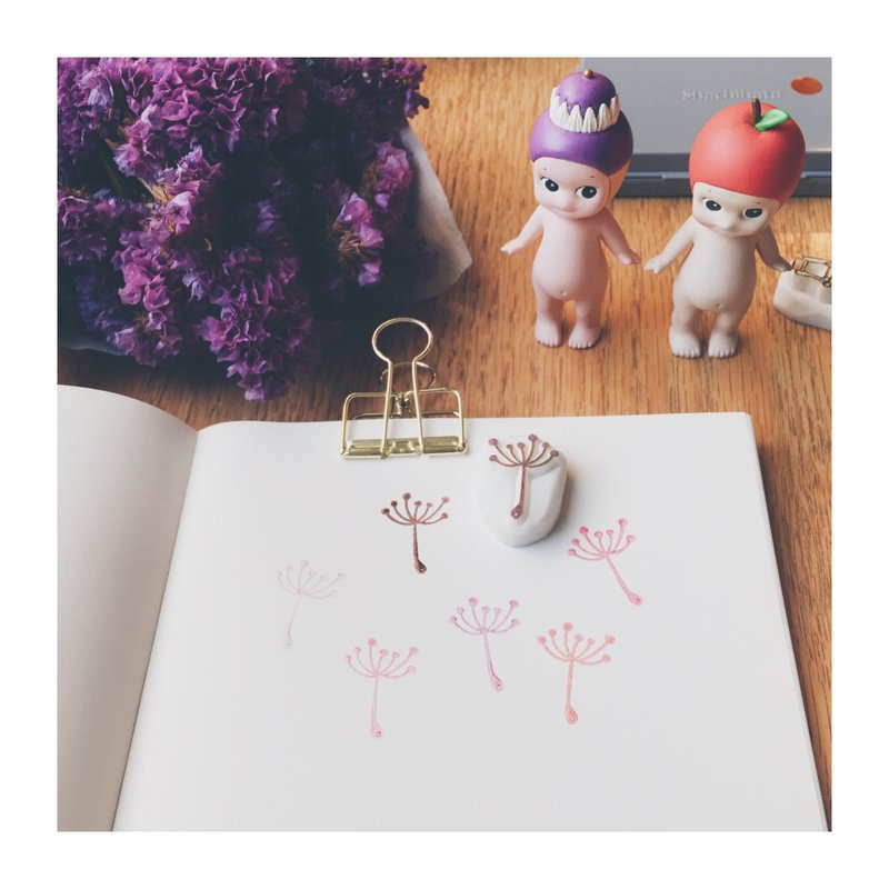 Deerday手刻章 蒲公英 - 印章/印台 - 橡胶 粉红色