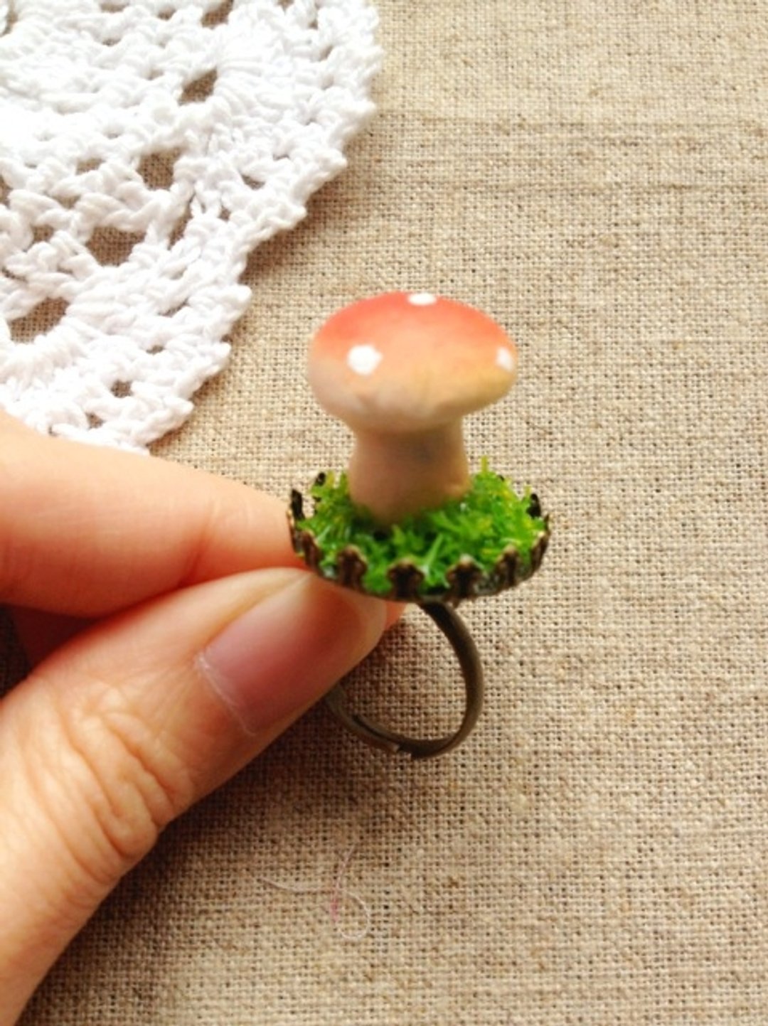 [imykaka] ♥ 橙红小磨姑 草地戒指 - 戒指 - 其他金属 橘色