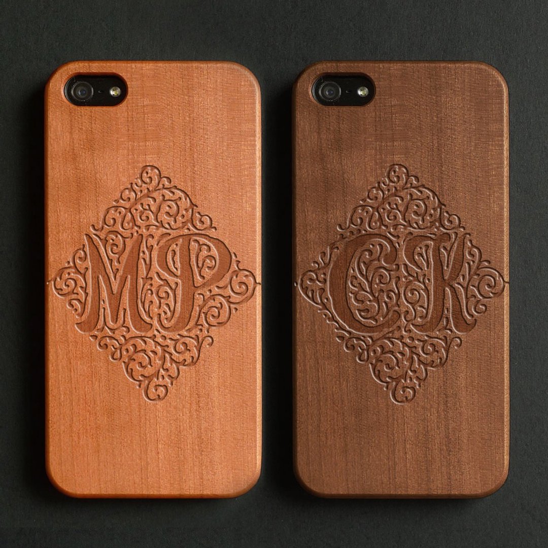 真木雕刻 iPhone 7 手机壳, iPhone 7 Plus 手机壳, iPhone 6s case 手机壳, iPhone 6s Plus case 手机套 情侣英文字母 / 英文字母组合 - 手机壳/手机套 - 木头 咖啡色