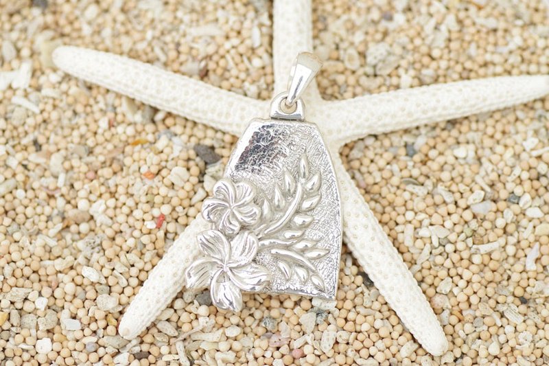 Hibiscus and bodyboard Silver pendant top - 项链 - 其他金属 灰色