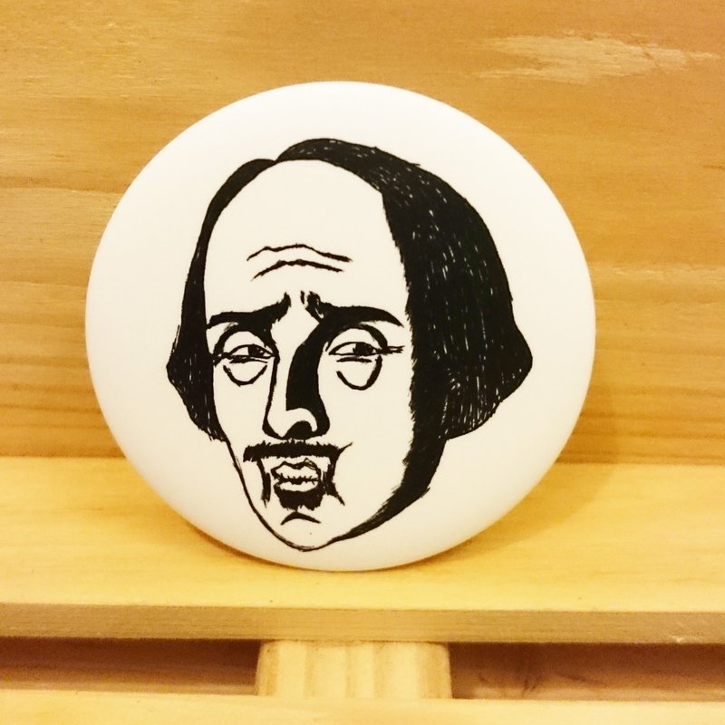 【莎士比亚先生赌气中】手绘风胸章 - 胸针 - 塑料 白色