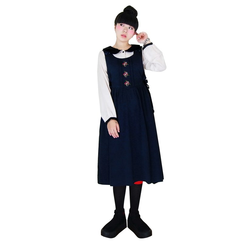 A·PRANK :DOLLY :: 复古着VINTAGE黑色精致刺绣花纹背心洋装 - 洋装/连衣裙 - 棉．麻 多色