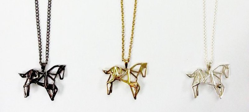 Horse pendant, Silver - 项链 - 其他金属 灰色