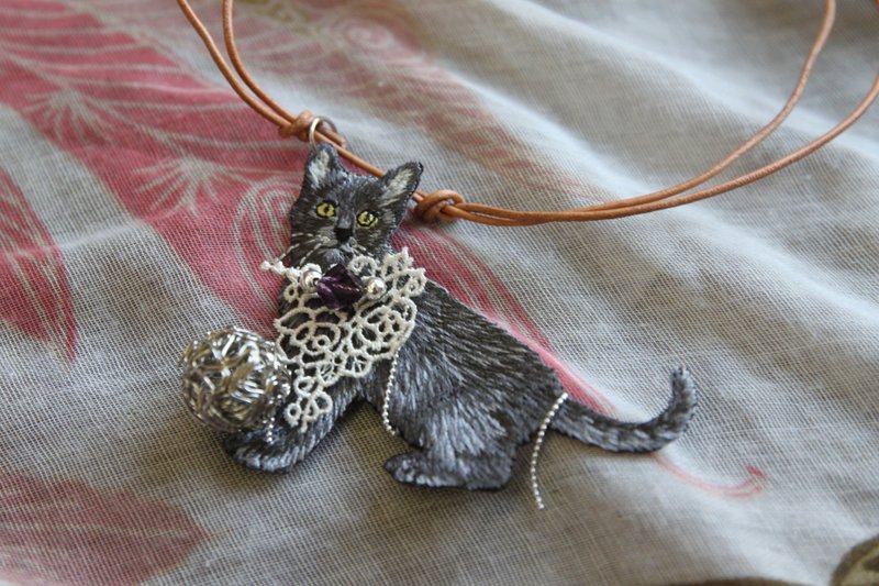 玩毛线的黑猫 项链 - 项链 - 其他材质 黑色