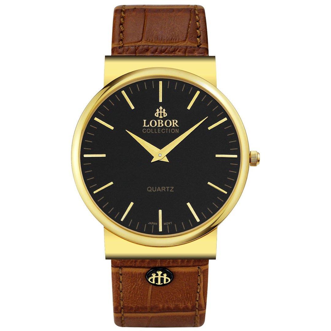 Natty Norton 40mm 日本机芯 强化玻璃 不锈钢打磨 棕色意大利皮带 香港制造 LOBOR 手表 - 女表 - 防水材质 咖啡色