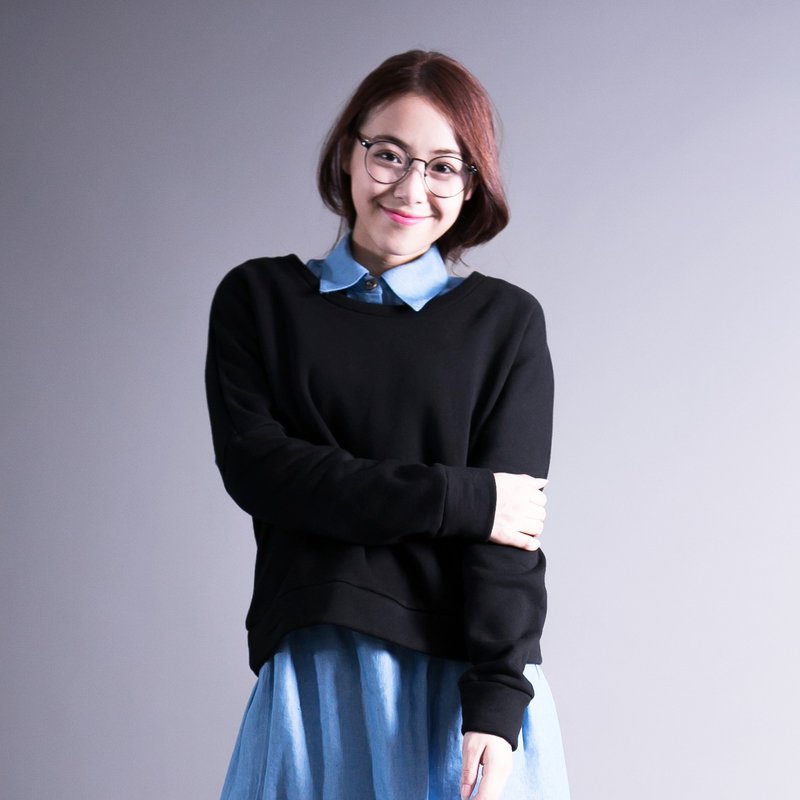 SUMI Geometria 几何电绣刷毛复古大学T_4AF005_黑 - 女装上衣 - 棉．麻 黑色