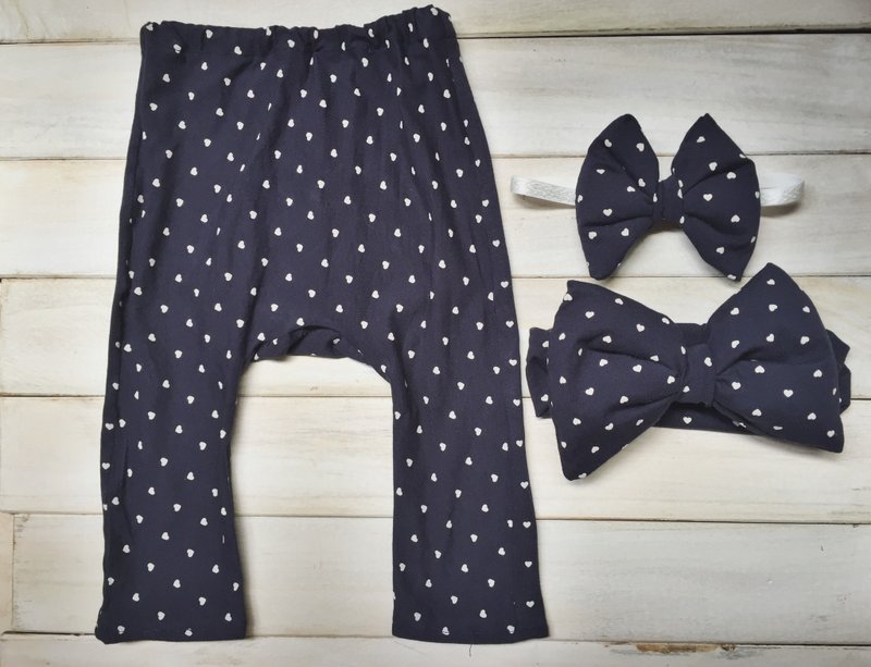 MIT欧洲风的爱心蝴蝶结小发带和小猴裤子 宝宝 - 围嘴/口水巾 - 棉．麻 多色