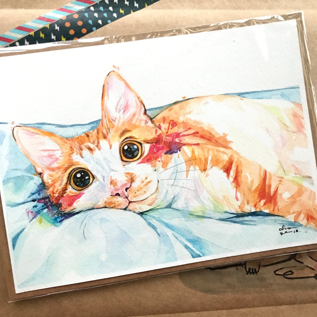 Pet Portrait 宠物肖像画 / 13x18cm  / 一只一张 / 水彩 - 其他 - 纸 多色