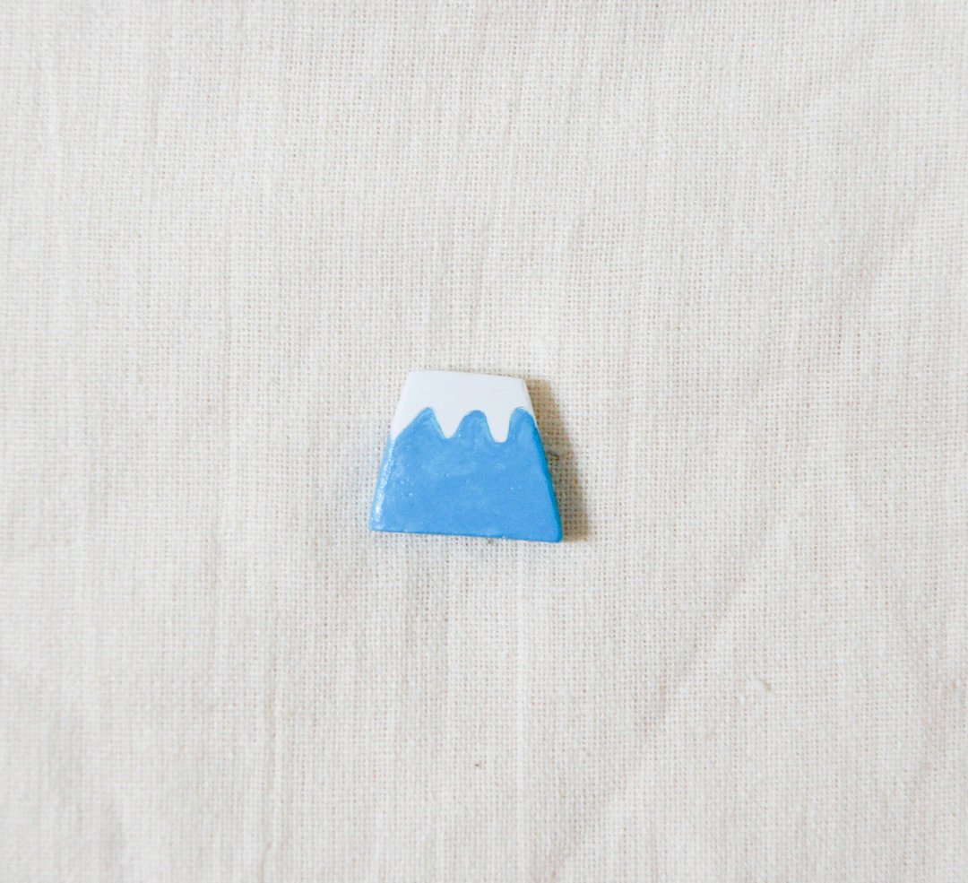 小雪山 - 胸针 - 粘土 蓝色