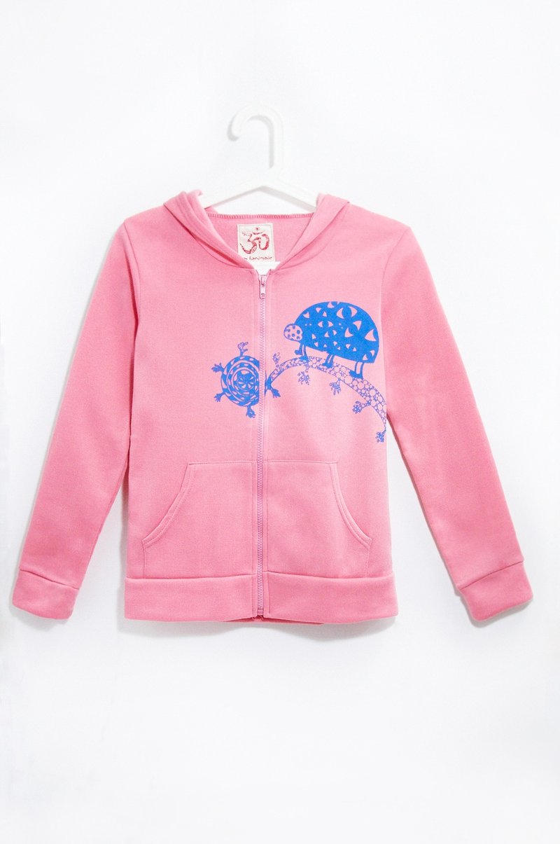 手感连帽内刷毛外套 - 尼泊尔瓢虫(粉) - 女装休闲/机能外套 - 棉．麻 粉红色