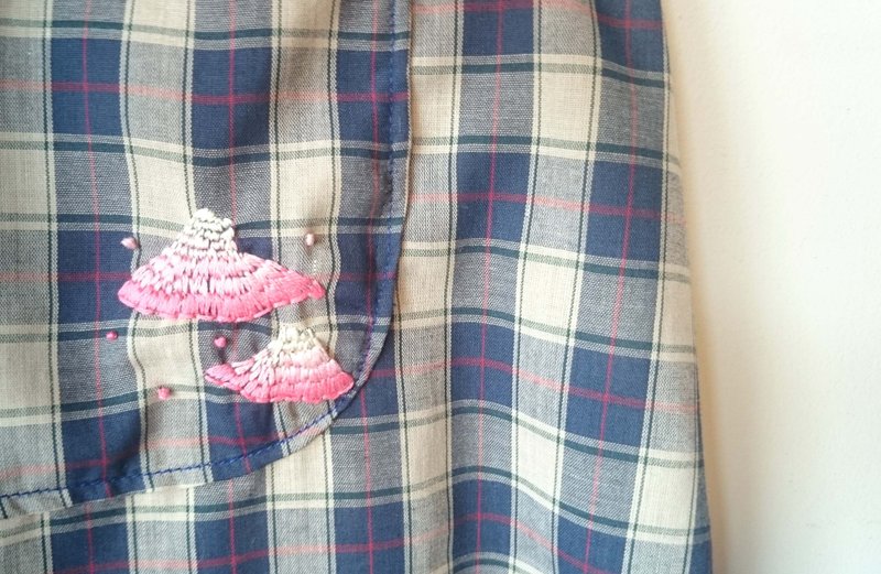 棉质格纹手作洋装 - 洋装/连衣裙 - 其他材质 蓝色