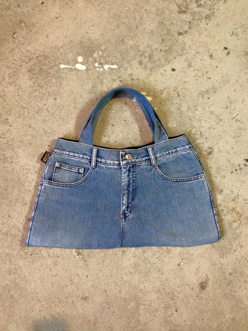 ►Jeans Design-每款都是限量，独一无二牛仔裤头包-中蓝基本款 - 手提包/手提袋 - 其他材质 