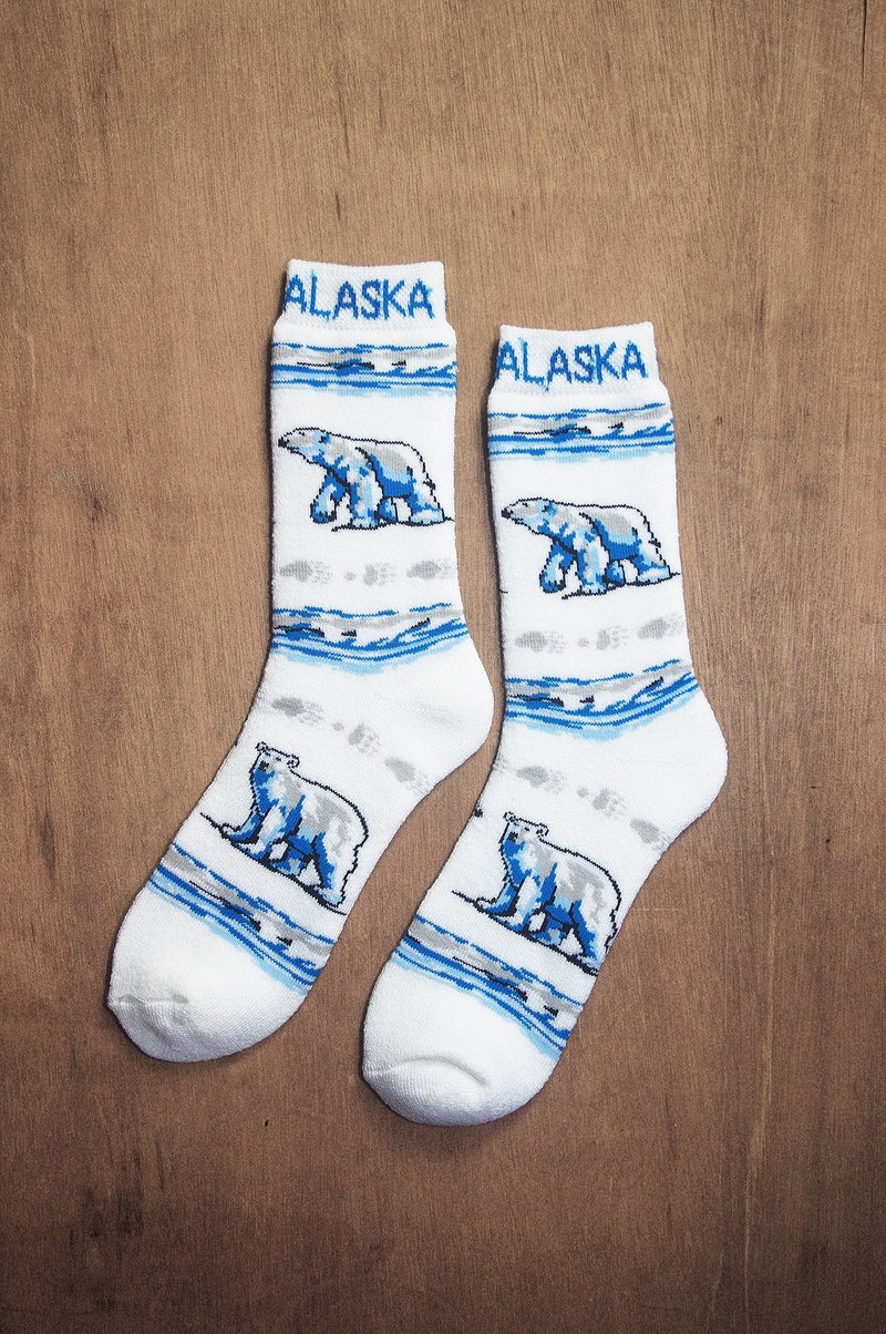 雪地北极熊毛巾袜!!夏漪眺=knock your socks off !! - 袜子 - 其他材质 白色