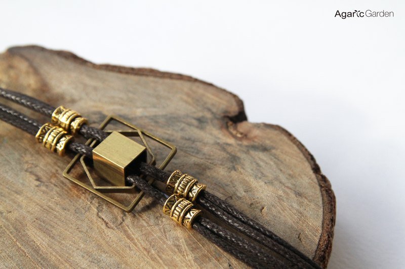 █ 方块六角型几何手炼 - 手链/手环 - 其他金属 